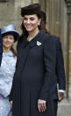<p><strong>The occassion:</strong> The Easter Sunday church service at St George’s Chapel, Windsor Castle.<br><strong>The look: </strong>A black coat with a brown hat and pearl-adorned brooch. <br>[Photo: Getty] </p>