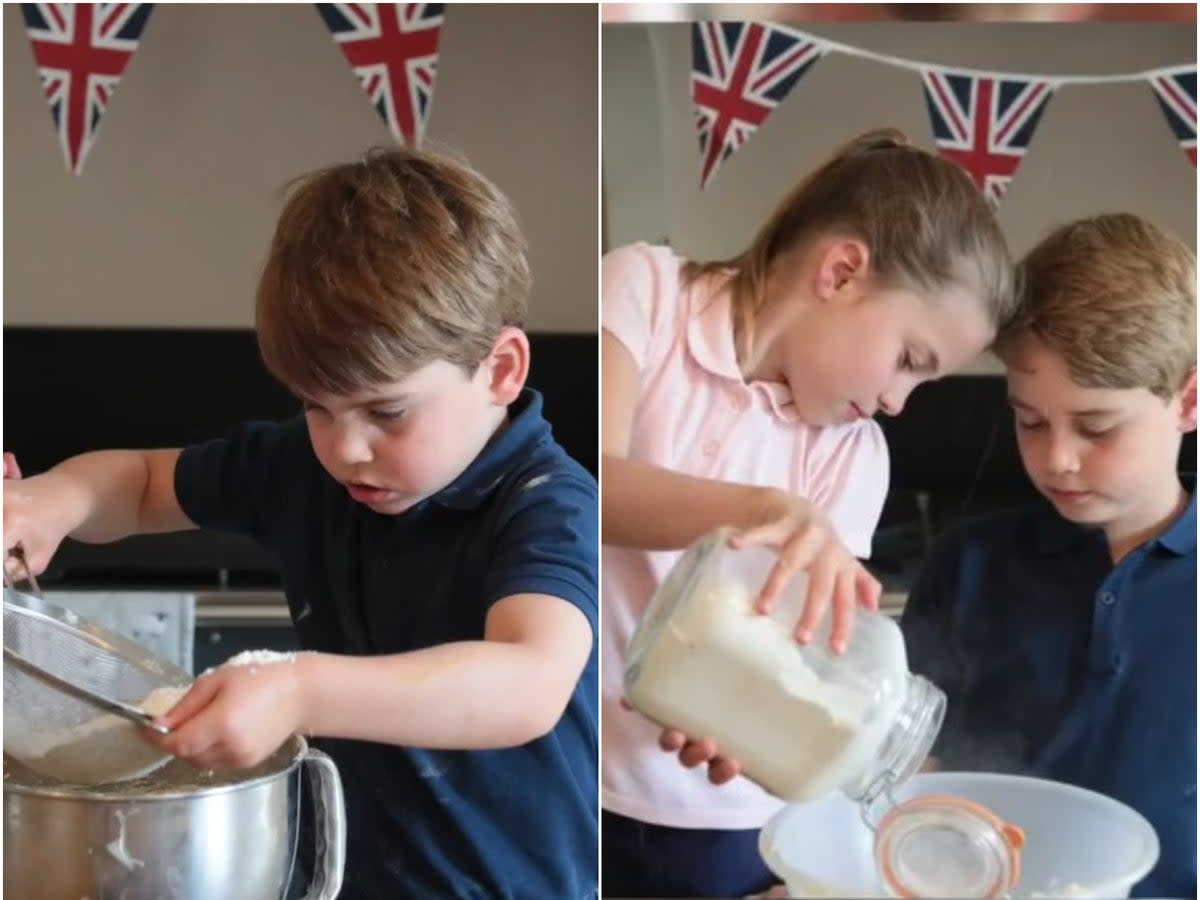 Prince Louis, Princess Charlotte and Prince George (right) (Kensington royal/Twitter)