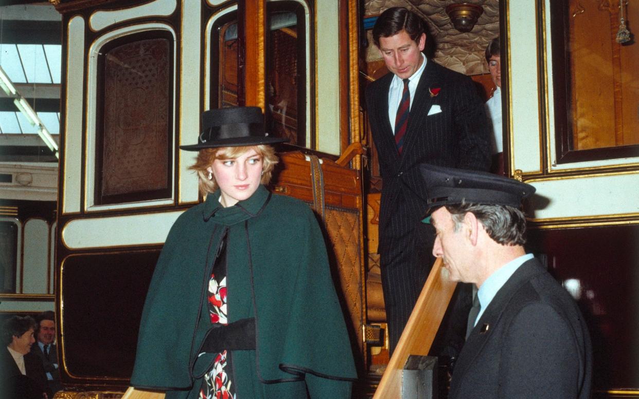 The then Prince and Princess of Wales during a visit to the National Railway Museum in York in 1980s - Science & Society Picture Library