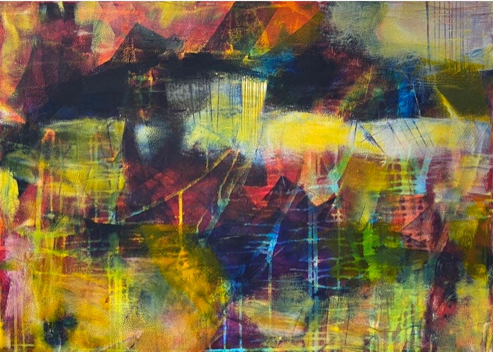 Rainshine, oil on wax by Terrie Corbett is part of the Melange exhibit opening at Venvi Gallery on July 7, 2023.