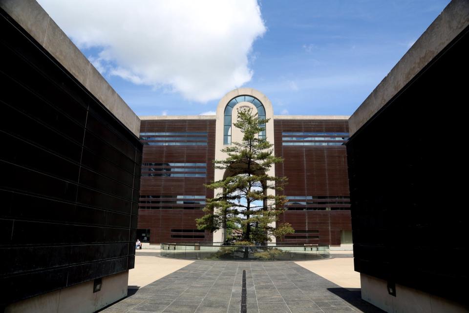 A white pine, Michigan’s state tree, stands at the Michigan Library and Historical Center in Lansing. With the help of a $1-million grant from the W.K. Kellogg Foundation, the museum is retooling some exhibits to better reflect the state’s rich and diverse history.
