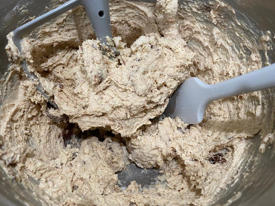 mixing ben and jerry's netflix and chill'd ice cream with self rising flour in a stand mixer