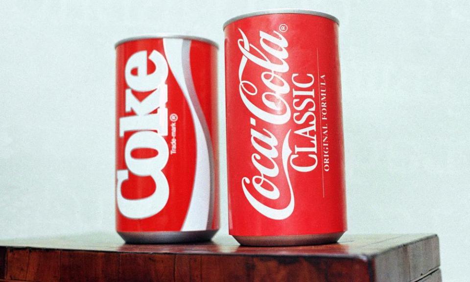 Cans of New Coke and Coca-Cola Classic.