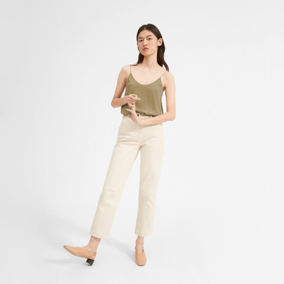 Eco-conscious and oh so chic, Everlane uses Clean Silk for its camisoles, button-down blouses, slip dresses, and more. The <strong><a href="https://www.everlane.com/products/womens-clean-slk-cami-covertgreen?collection=womens-tops" target="_blank" rel="noopener noreferrer">Clean Silk Cami</a></strong> is double-lined and has delicate straps, perfect for layering.