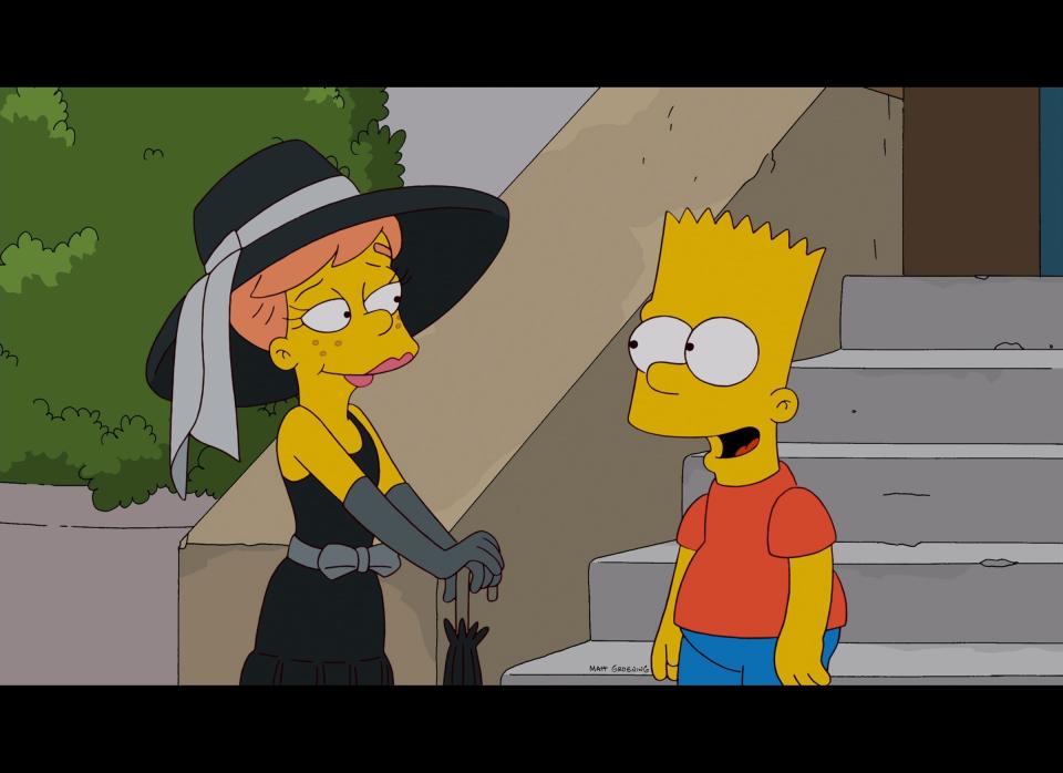 Bart travels to New York City to reconnect with his long-lost love, Mary Spuckler (guest voice Zooey Deschanel), who left Springfield and her back woods family to reinvent herself in the Big Apple in the "Moonshine River" season premiere.