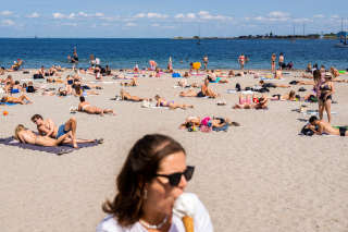 Sur la plage de Svanemolle, à Copenhague, au Danemark, le 22 juin 2023.. Photo RITZAU SCANPIX/REUTERS