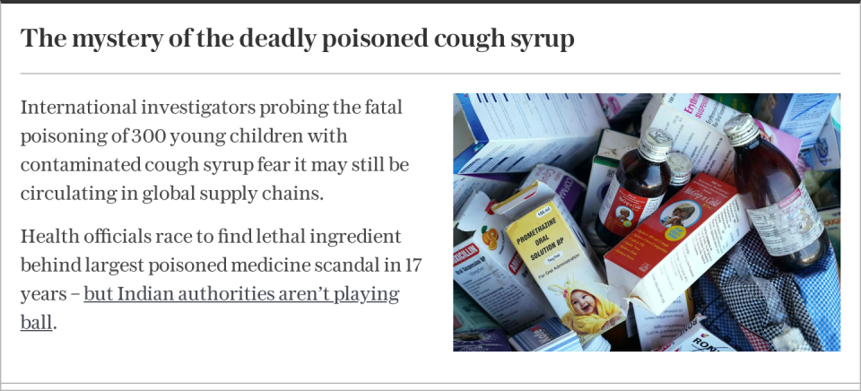 The mystery of the deadly poisoned cough syrup