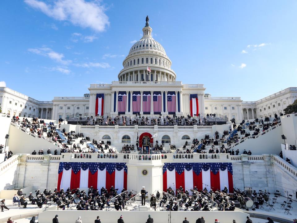 Attendance at Joe Biden’s inauguration was slashed to limited numbers in light of the coronavirus pandemic, which has claimed the lives of more than 400,000 Americans Getty Images