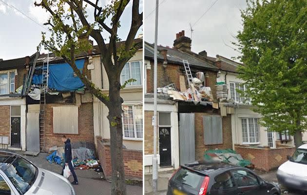Neighbours fear the rubbish could fall and injure someone. Photo: Caters