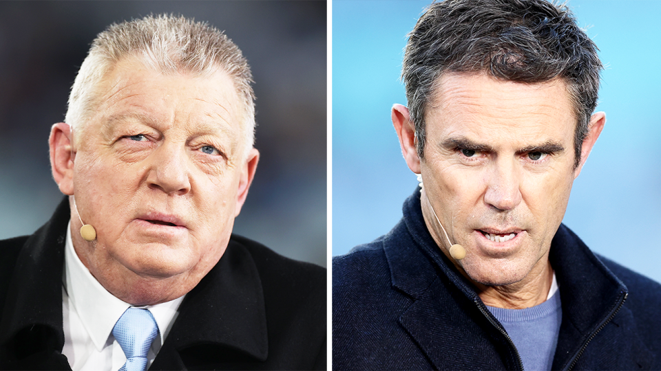 Phil Gould reacts and Brad Fittler talks.