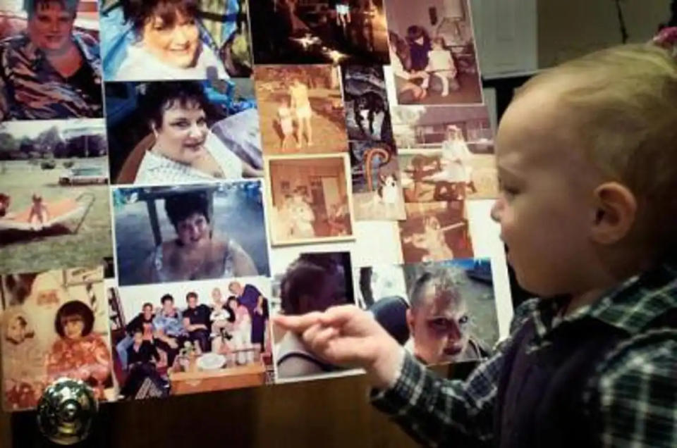 One of the picture board set up at a memorial service for Kimberly Venose-Olenchock following her 2010 murder.