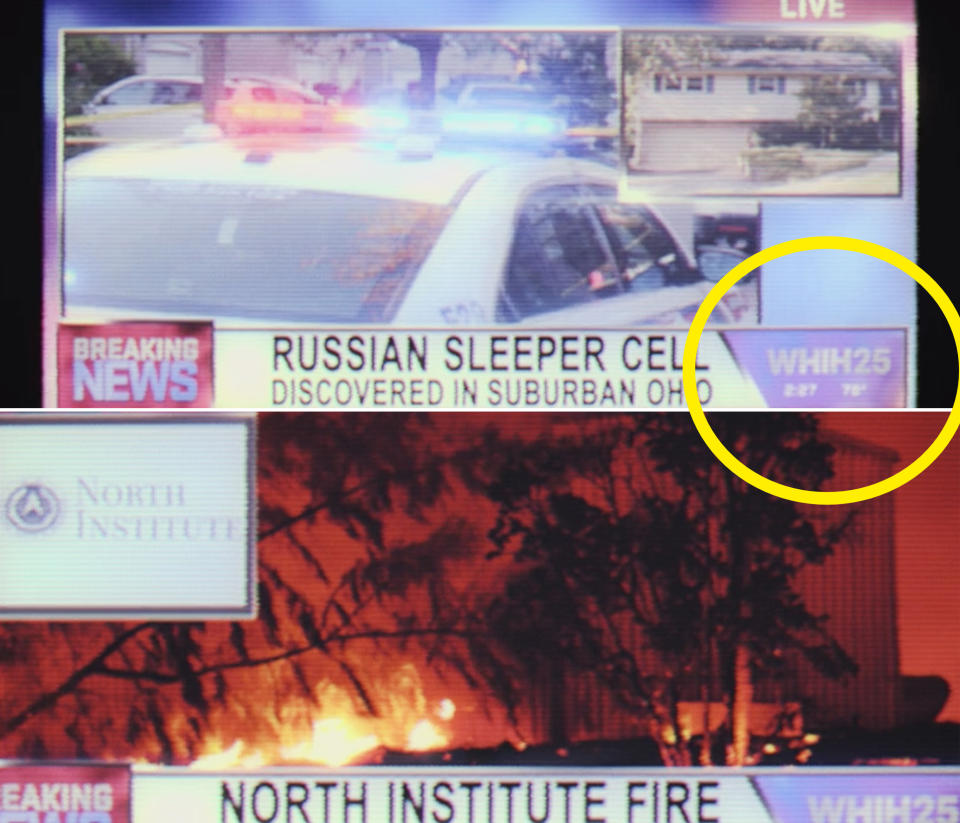 News footage talking about a "Russian sleeper cell" in Ohio and the North Institute fire