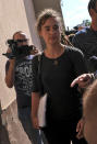 Sea-Watch3 German captain Carola Rackete arrives for questioning in court in the southern Sicilian town of Agrigento, Italy, Thursday, July 18, 2019. Rackete, who forced a government block docking at an Italian port after rescuing migrants, faces questioning by Italian prosecutors over allegedly aiding illegal immigration. (Pasquale Claudio Montana Lampo/ANSA via AP)