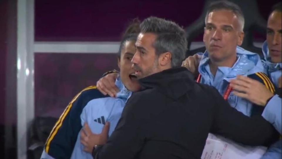 Jorge Vilda appeared to grab the breast of one of Spain’s female coaches (Twitter)