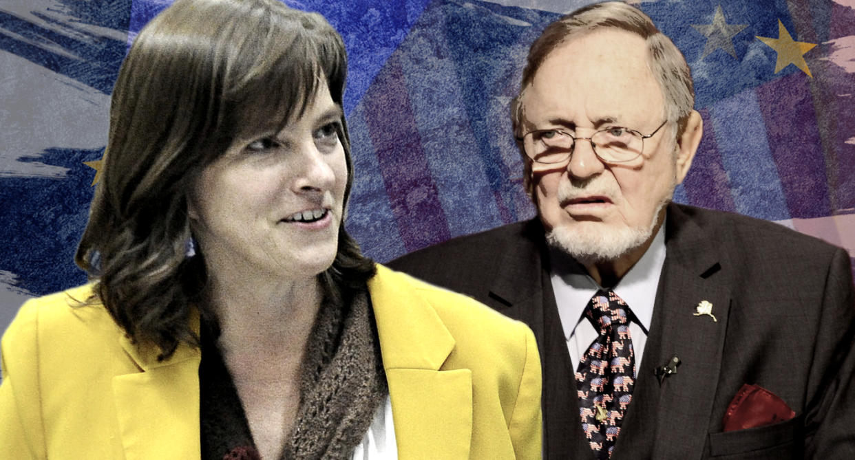 Alyse Galvin, Don Young. (Photo-illustration: Yahoo News; photos: Michael Dinneen/AP, Mark Thiessen/AP, Getty Images)