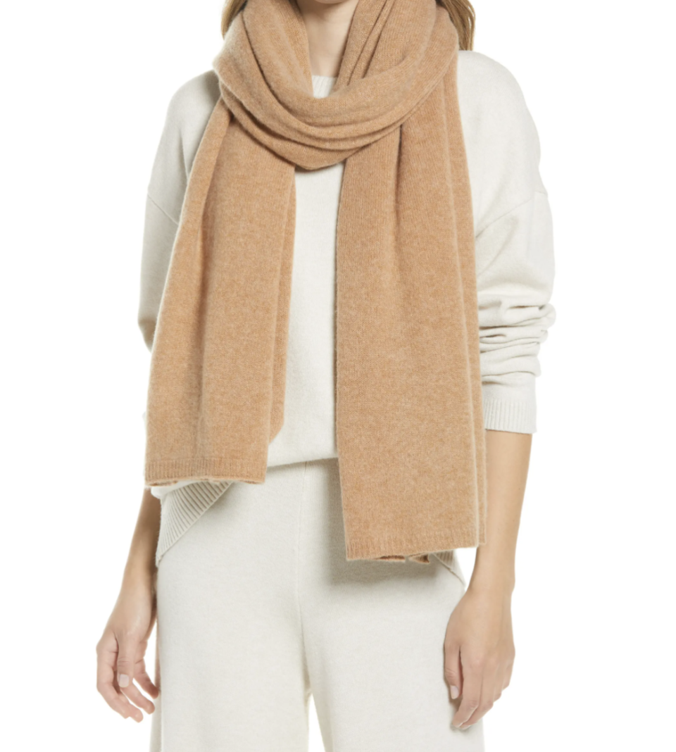 Nordstrom Recycled Cashmere Scarf in Cashew (Photo via Nordstrom)