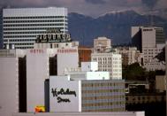 <p>A view of Hollywood's skyline shows some of the major hotels at the time. <br></p>