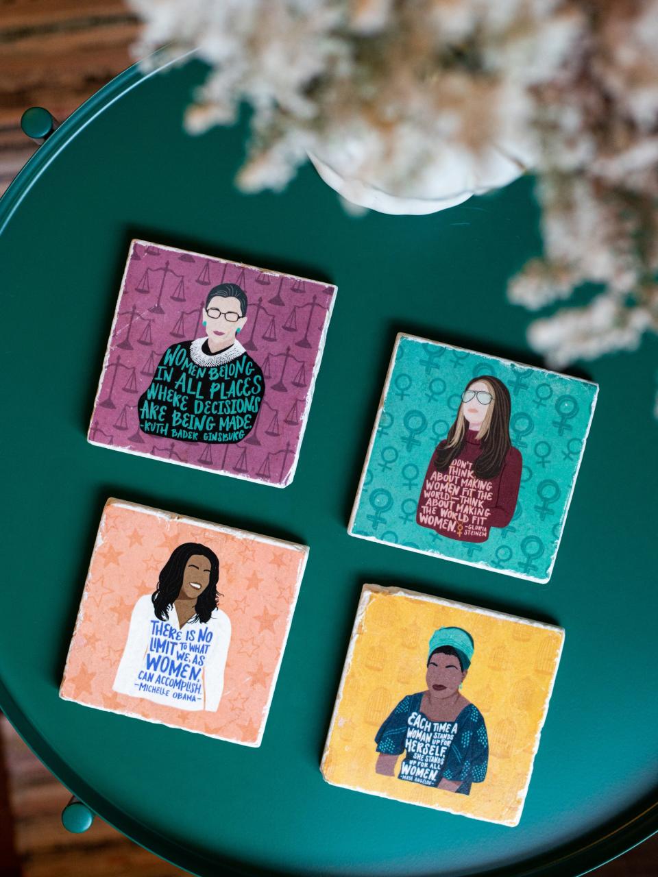 Feminist Women Marble Coasters by ARCHD