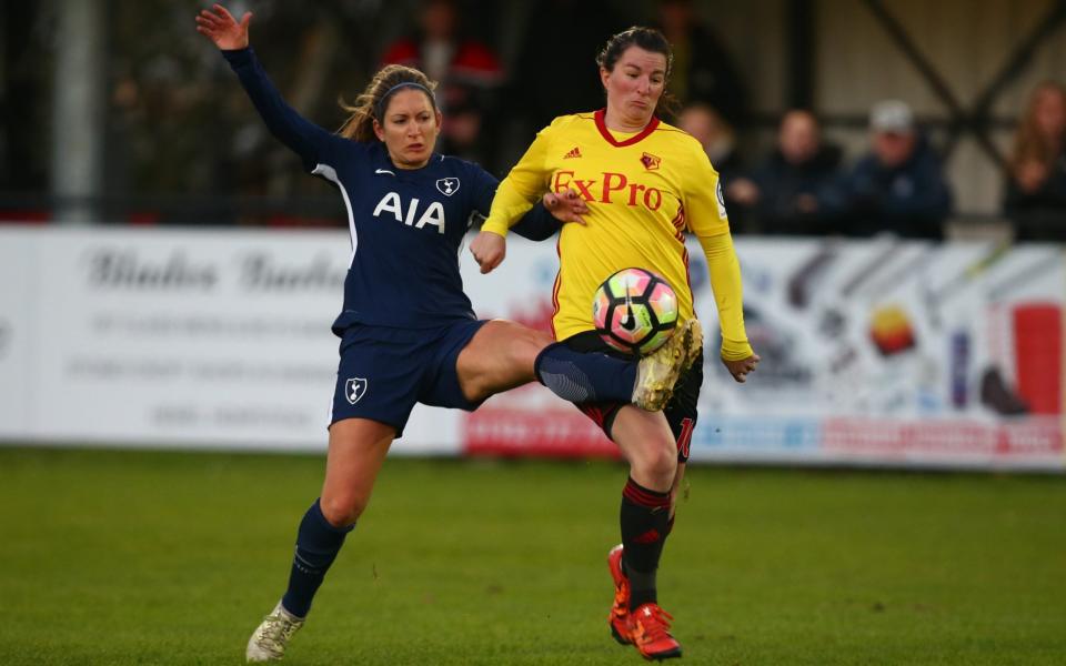 Sophie McLean of Tottenham Hotspur Ladies and Helen Ward of Watford Ladies during Women's Super League 2 - Getty Images