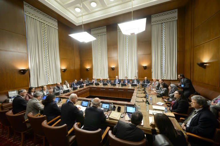 UN envoy for Syria, Staffan de Mistura, meets representatives of Syrian President Bashar al-Assad's regime in Geneva on January 29, 2016