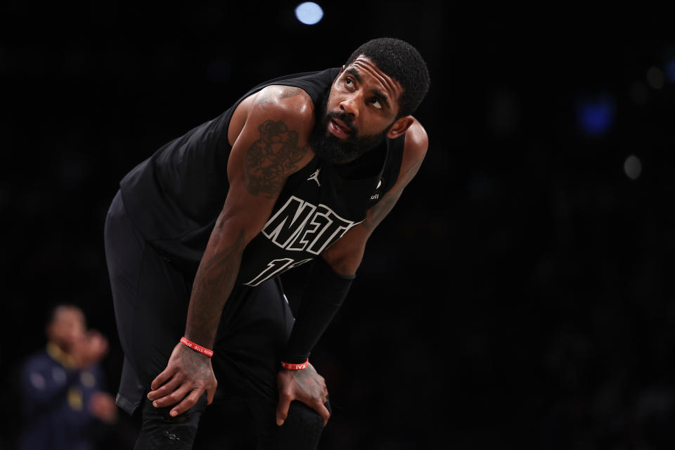 Kyrie Irving playing basketball for Brooklyn Nets