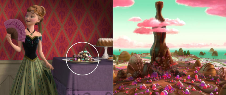 Anna’s affinity for chocolate summons sweet treats all the way from the land of Sugar Rush in “Wreck-It Ralph.”