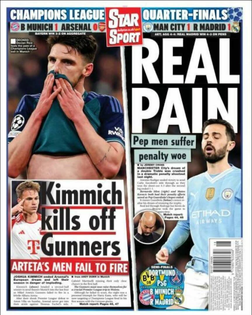 La portada de Star Sport, tras la victoria de Real Madrid sobre Manchester City