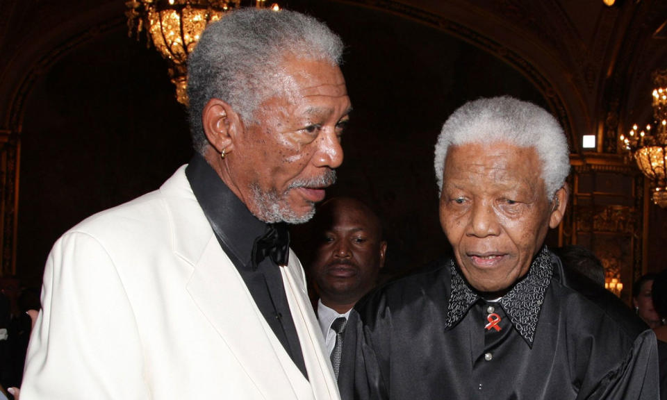 Morgan Freeman and Nelson Mandela