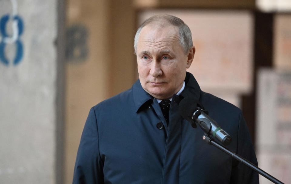 Russian President Vladimir Putin visits the National Space Centre construction site in Moscow on February 27, 2022. (Photo by Sergei GUNEYEV / SPUTNIK / AFP) (Photo by SERGEI GUNEYEV/SPUTNIK/AFP via Getty Images)