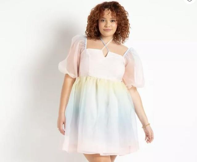 Modcloth x Hello Kitty Brought You A Rainbow A-Line Dress in Hello Kitty Pink, Size Small