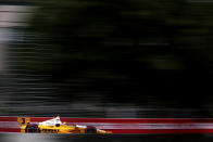 TORONTO, ON - JULY 08: Helio Castroneves of Brazil, drives the #3 Penske Truck Rental Chevrolet during the IZOD INDYCAR Series Honda Indy Toronto on July 8, 2012 in Toronto, Canada. (Photo by Nick Laham/Getty Images)