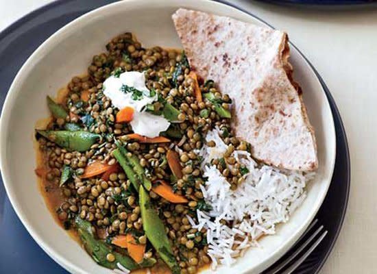 <strong>Get the <a href="http://www.huffingtonpost.com/2011/10/27/green-lentil-curry_n_1058427.html" target="_hplink">Green-Lentil Curry recipe</a></strong>  