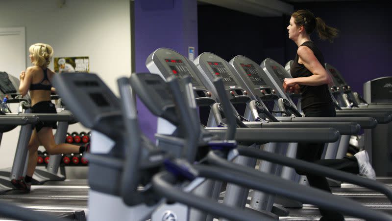 In this April 13, 2010 file photo, women exercise on machines in a gym in central London.