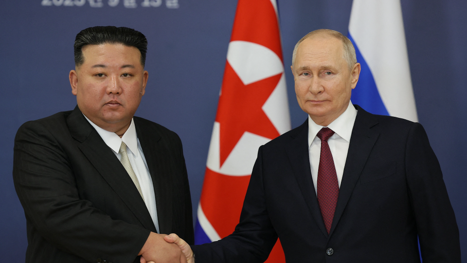 North Korean dictator Kim Jong Un meets with Russian president Vladimir Putin. The North Korean leader has pledged "unconditional support" to Russia in its invasion of Ukraine.