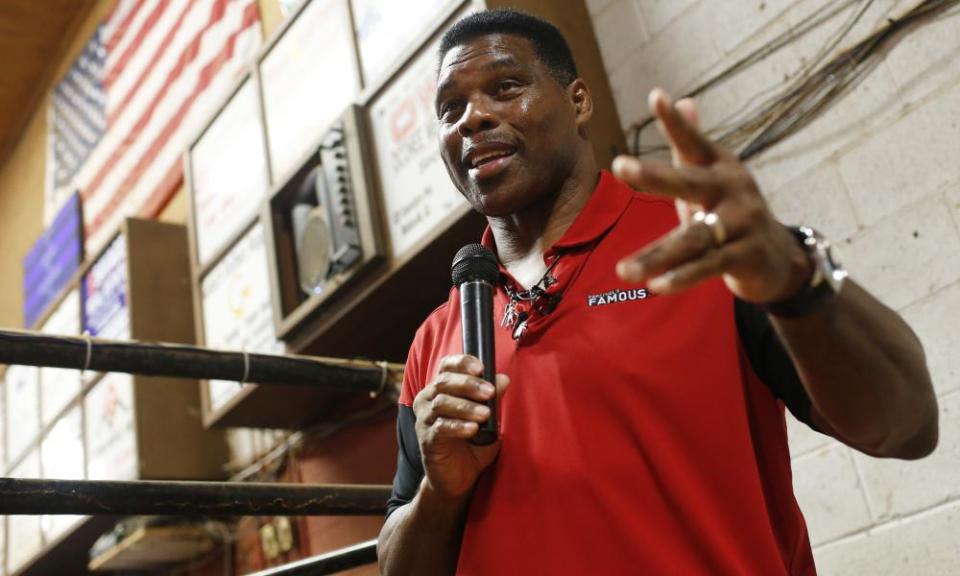 Herschel Walker campaigning in Athens, Georgia.