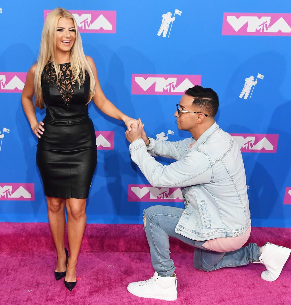 Lauren Pesce and Mike “The Situation” Sorrentino attend the 2018 MTV Video Music Awards at Radio City Music Hall on August 20, 2018 in New York City