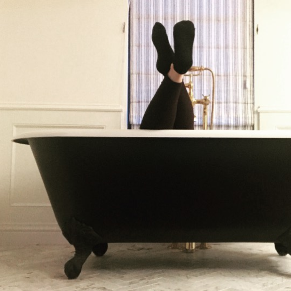 <p>“This bathtub and I both donated to the Times Up Legal Defense Fund, and you can too!” wrote the leggy <em>2 Broke Girls</em> alum. (Photo: <a rel="nofollow noopener" href="https://www.instagram.com/p/Bdq2K8RBHRJ/?hl=en&taken-by=katdenningsss" target="_blank" data-ylk="slk:Kat Dennings via Instagram;elm:context_link;itc:0;sec:content-canvas" class="link ">Kat Dennings via Instagram</a>) </p>