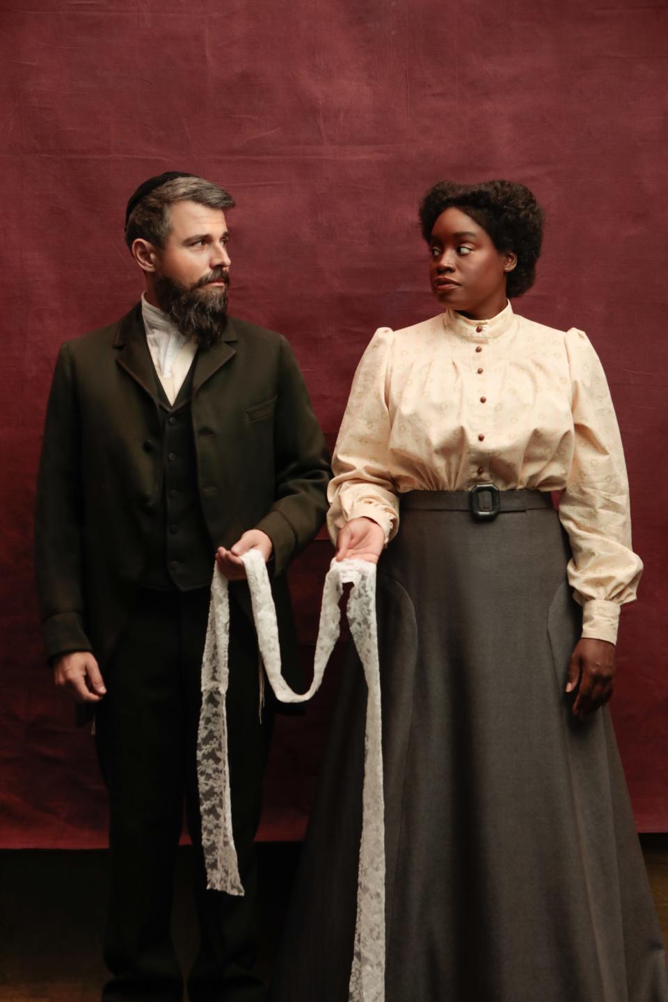 Sasha Andreev plays a fabric salesman who develops a friendship with a seamstress played by Aneisa J. Hicks in early 20th century New York in “Intimate Apparel” by Lynn Nottage at Asolo Repertory Theatre.