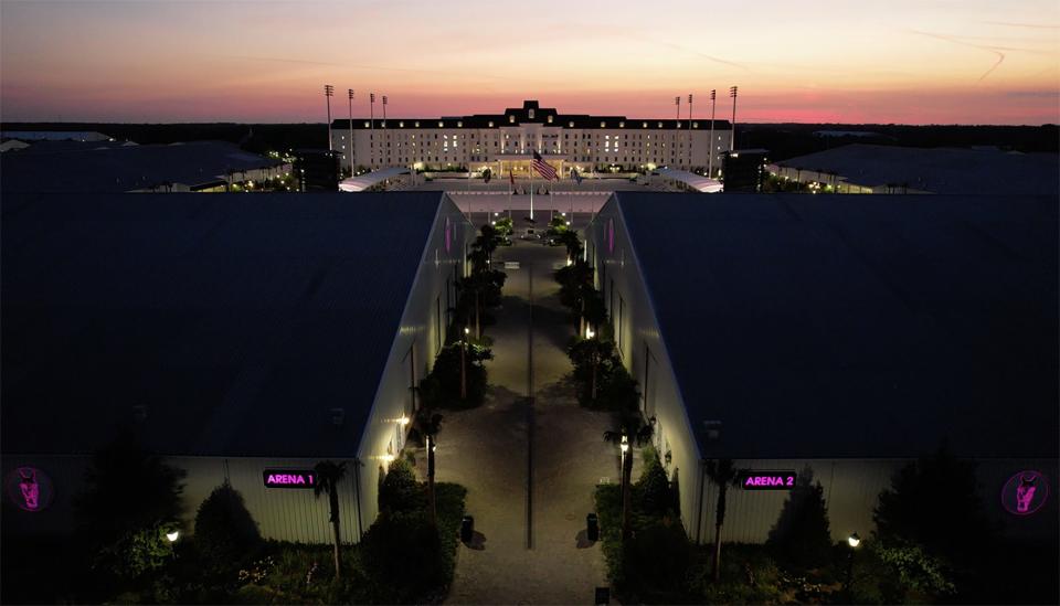 The view of the back of the hotel at the World Equestrian Center in 2021.