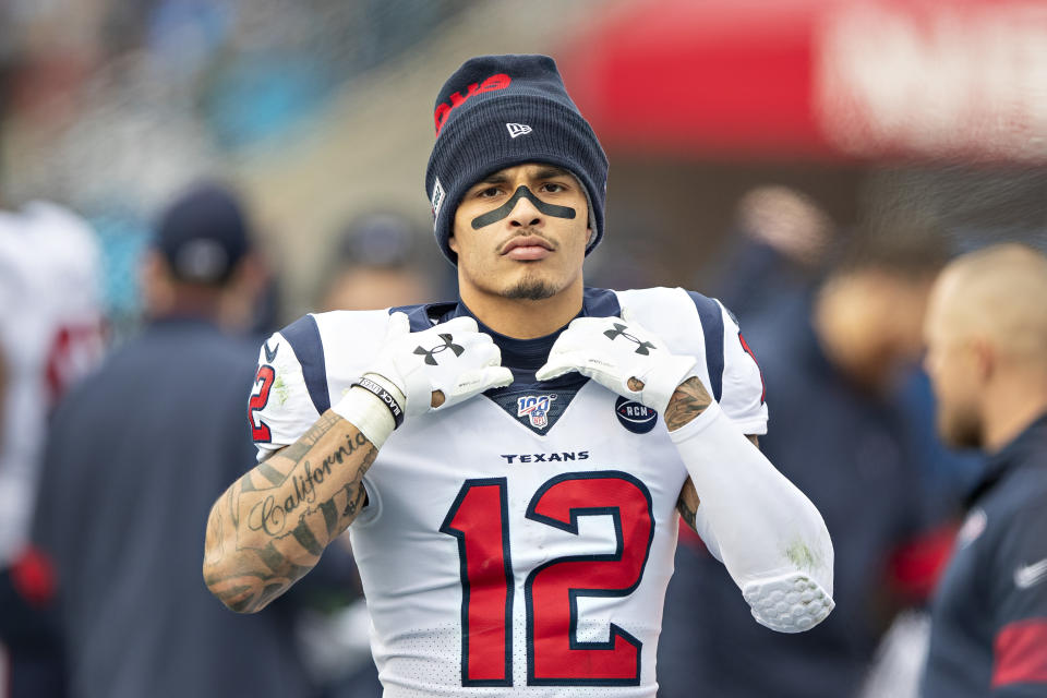  Kenny Stills #12 of the Houston Texans on the sidelines during a game