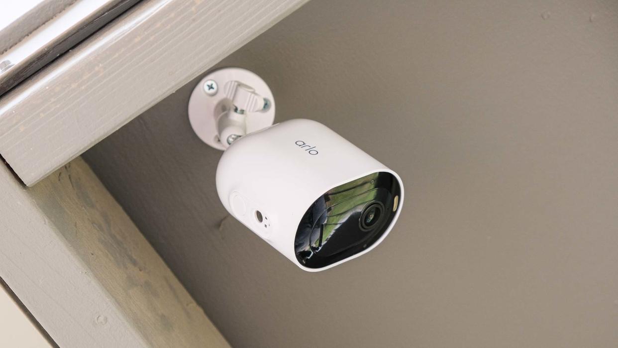  Arlo Pro 5S 2K security camera attached to home exterior. 