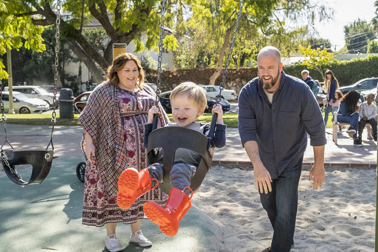 Image: Chrissy Metz as Kate, Baby Jack, and Chris Sullivan as Toby in 'This is Us'. (Ron Batzdorff / NBC)