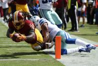 <p>Running back Matt Jones #31 of the Washington Redskins scores a second quarter touchdown past strong safety Barry Church #42 of the Dallas Cowboys at FedExField on September 18, 2016 in Landover, Maryland. (Photo by Patrick Smith/Getty Images) </p>