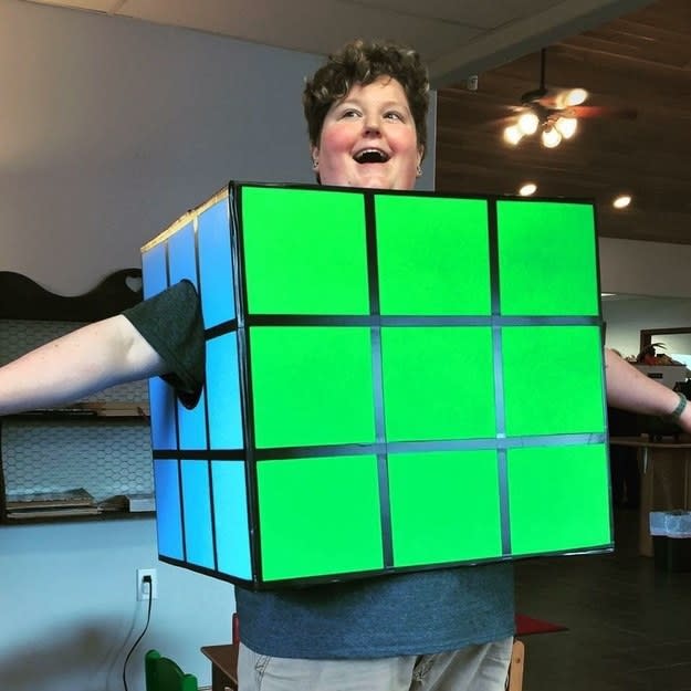 person dressed as a Rubik's cube