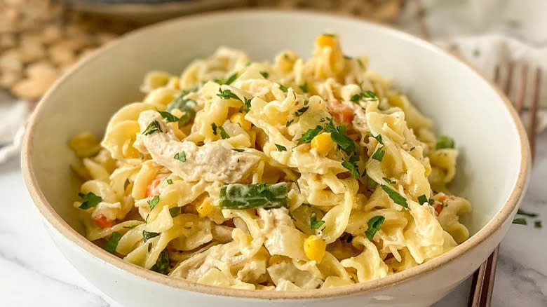 Chicken pot pie pasta 