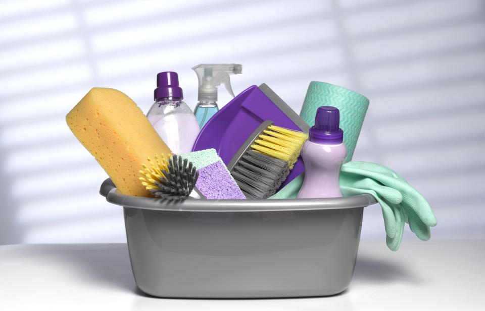 Stock up on cleaning supply must-haves now (Photo: Getty)