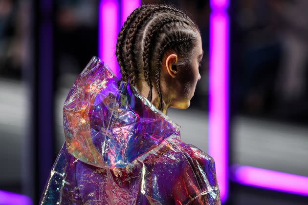 It's all too common for designers to walk white models down the runway in cornrows. This model walked the runway during Gonçalo Peixoto's show at Lisbon Fashion Week on March 10. (Photo: Carlos Rodrigues via Getty Images)