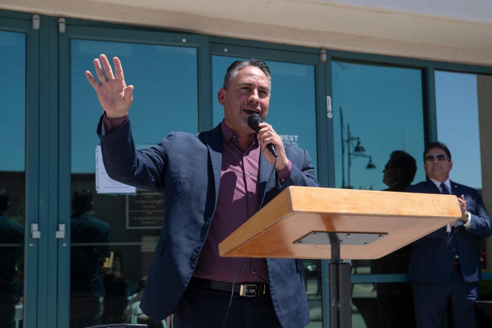 Lieutenant Governor of New Mexico Howie Morales speaks at the Southwest Counseling Center reopening event on Thursday, May 26, 2022. 