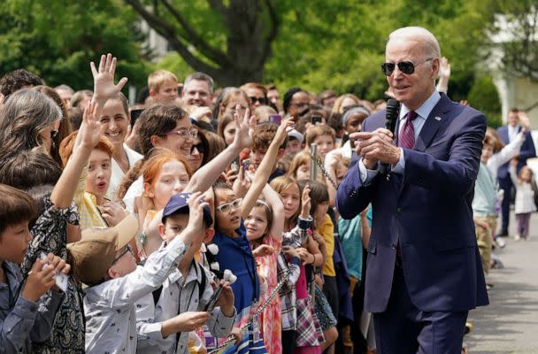 PHOTO: President Joe Biden takes questions from children attending a 'Take Your Child to Work Day' event at the White House in Washington, D.C., on April 27, 2023. (Kevin Lamarque/Reuters)