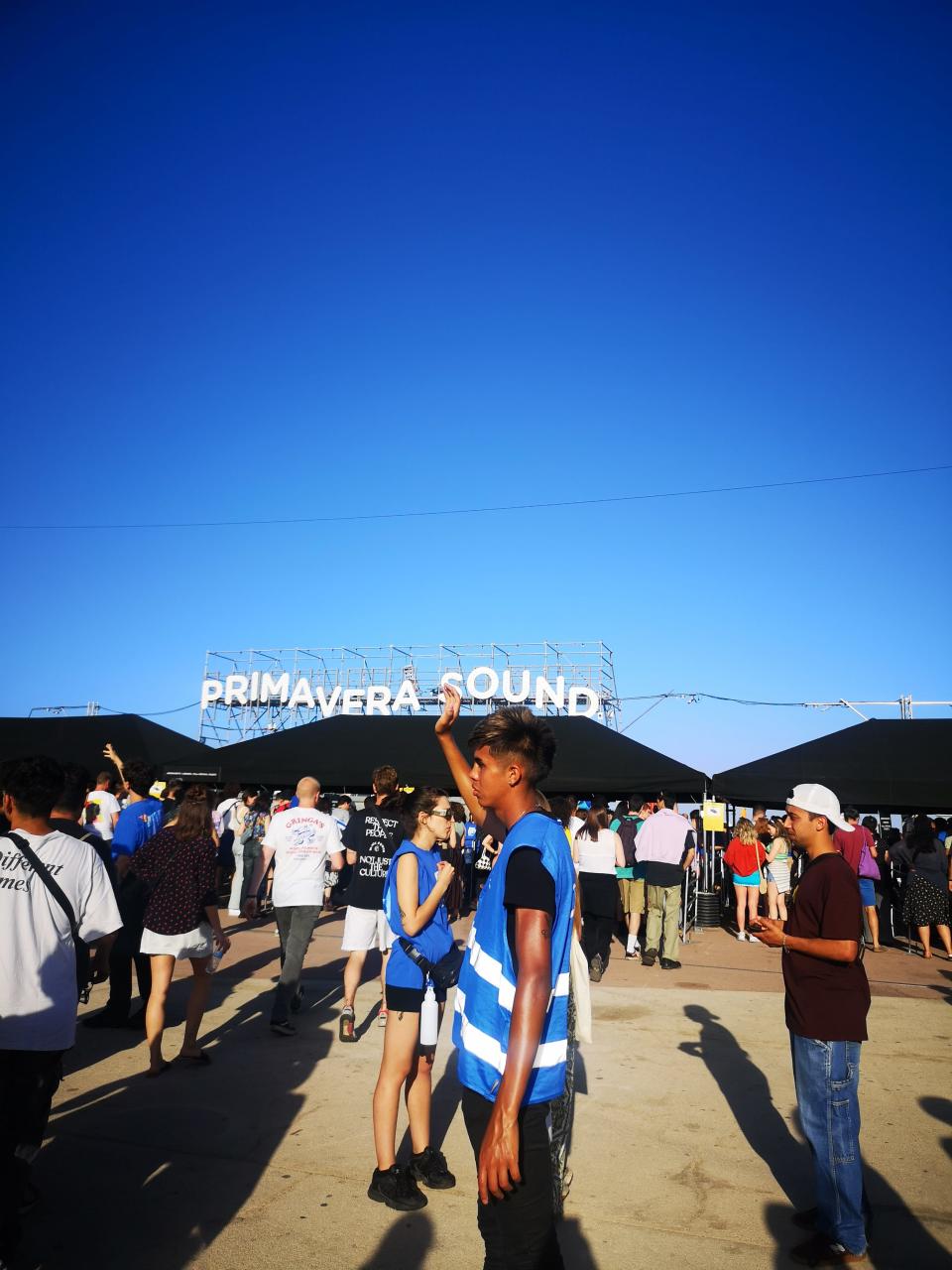 The entrance to Primavera Sound festival with a moving banner.